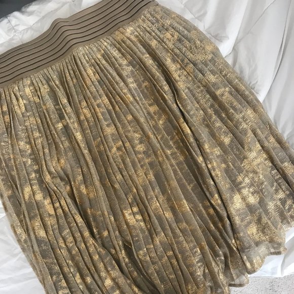 Sam Edelman Gold Pleated Skirt - Like New! - Picture 1 of 4